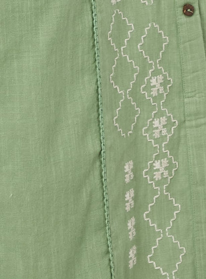Women's Olive Green Straight Embroidered Kurta